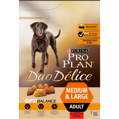 Сухой корм Pro Plan Duo Delice Adult Medium and Large с говядиной и рисом для взрослых собак средних и крупных пород