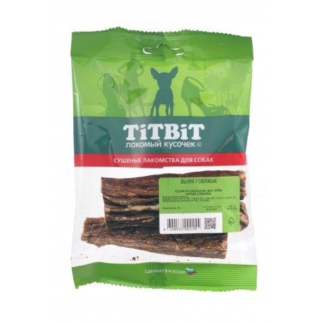 Лакомство TitBit вымя говяжье для собак (мягкая упаковка) 