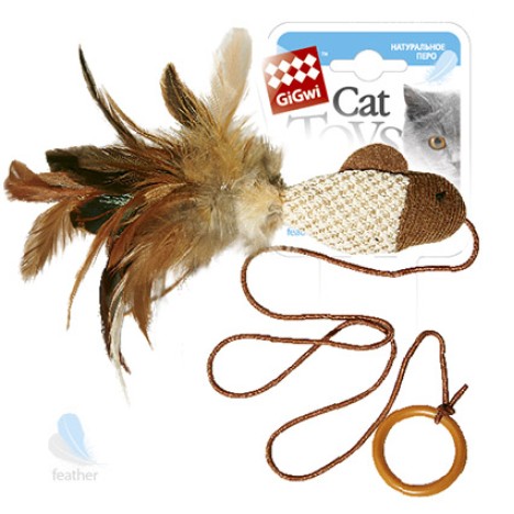 Игрушка GiGwi Дразнилка рыбка с перьями для кошек АРТ.75026
