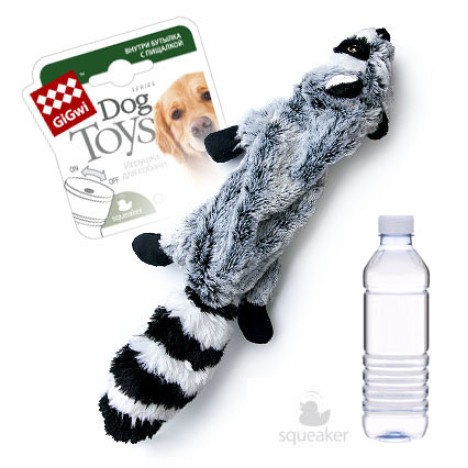 Игрушка GiGwi Шкурка енота + бутылка с отключаемой пищалкой для собак АРТ.75270
