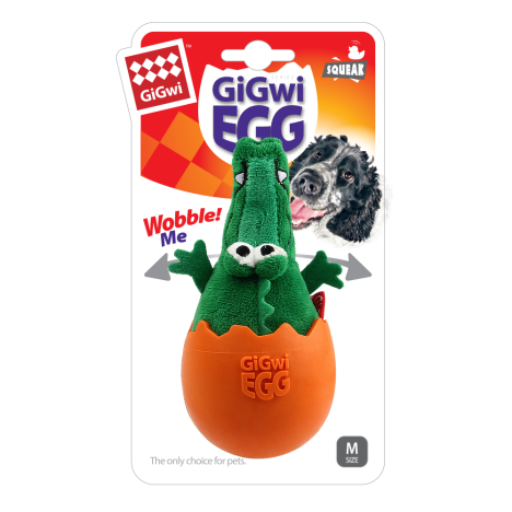 Игрушка GiGwi Крокодил в яйце с пищалкой для собак АРТ.75462