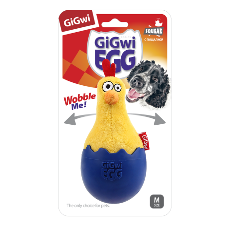 Игрушка GiGwi Цыпленок-неваляшка с пищалкой для собак АРТ.75476