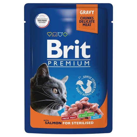 Влажный корм Brit Premium лосось в соусе для стерилизованных кошек 85гр