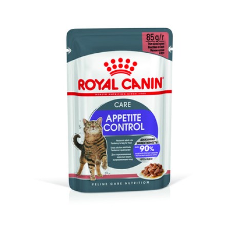 Влажный корм Royal Canin Appetite Control Care для контроля выпрашивания корма у кошек предрасположенных к набору лишнего веса, кусочки в соусе 85гр