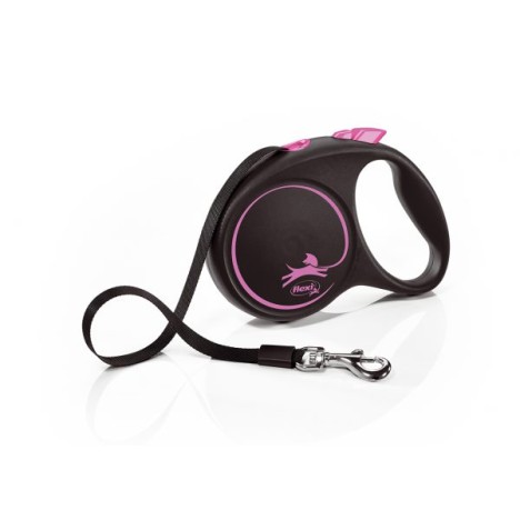Рулетка Flexi Black Design лента черный/розовый