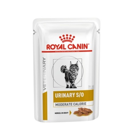 Влажный корм Royal Canin Urinary S/O Moderate Calorie для кошек с лишним весом для лечения МКБ, кусочки в соусе 85гр