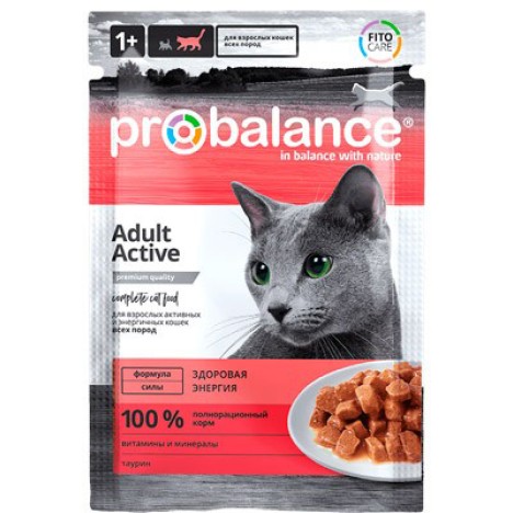 Влажный корм ProBalance Adult Active для энергичных, подвижных кошек 85гр