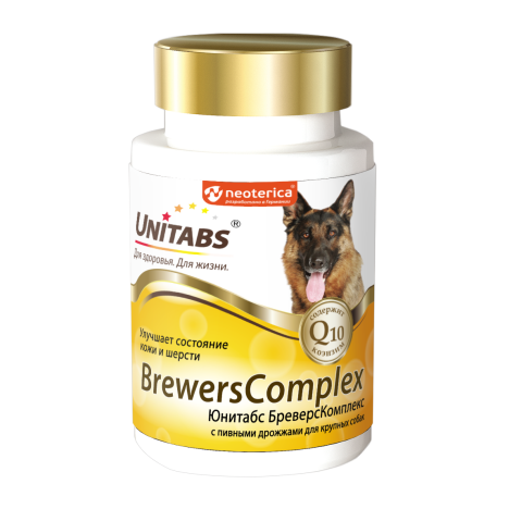 Витаминно-минеральный комплекс Unitabs BrewersComplex для кожи и шерсти для крупных собак, 100 таб.