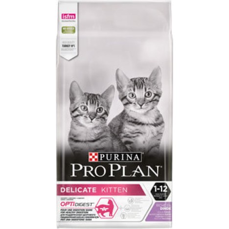 Сухой корм Pro Plan Kitten Delicate с индейкой для котят с чувствительным пищеварением 