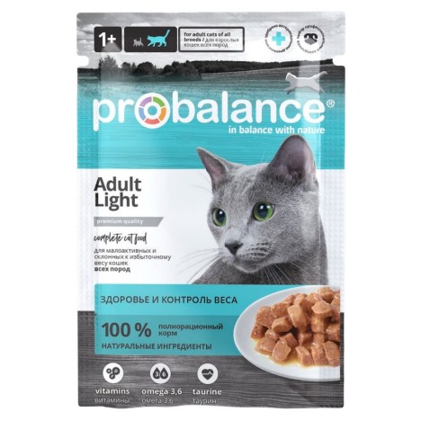 Влажный корм ProBalance Adult Light для малоактивных и склонных к избыточному весу кошек, 85 гр 