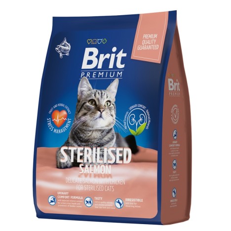 Сухой корм Brit Premium Сat Sterilised с лососем и курицей для стерилизованных кошек