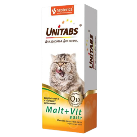 Витаминно-минеральный комплекс Unitabs Malt+Vitt Paste для выведения шерсти для кошек 120мл