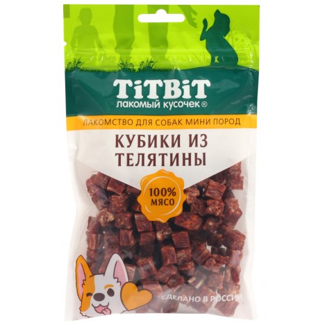 Лакомство TitBit Кубики из телятины для собак мини пород 100 г