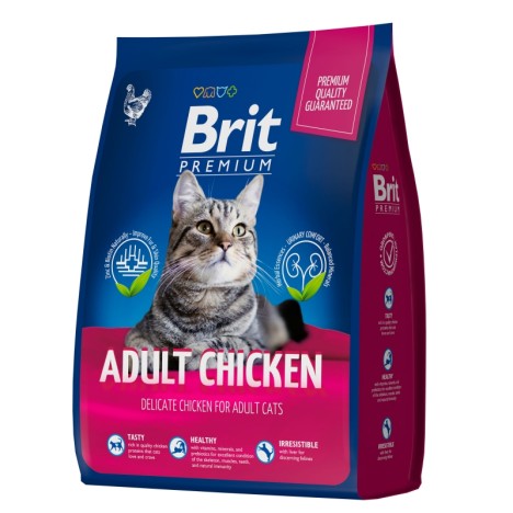 Сухой корм Brit Premium Сat Adult Chicken с курицей для взрослых кошек