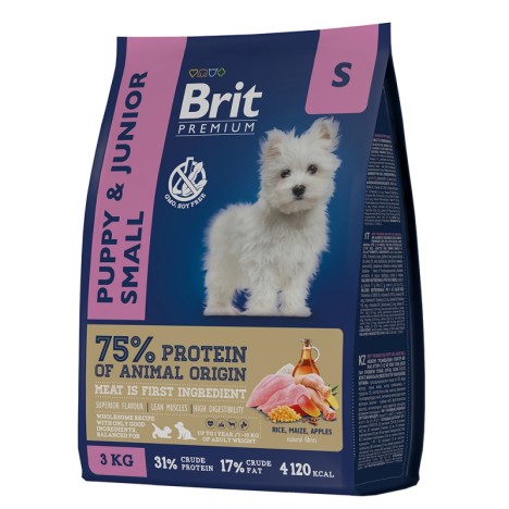 Сухой корм Brit Premium Puppy and Junior Small с курицей для щенков мелких пород