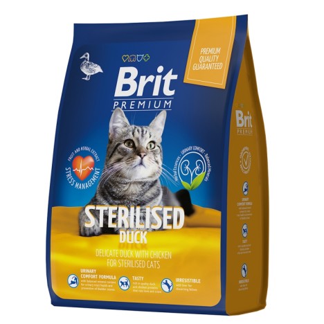 Сухой корм Brit Premium Сat Sterilised с уткой и курицей для стерилизованных кошек