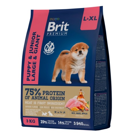Сухой корм Brit Premium Puppy and Junior L-XL c курицей для щенков крупных и гигантских пород