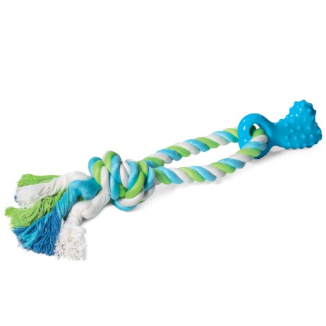 Игрушка Triol "Мини-кость с верёвкой" из термопласт. резины для собак, 80/300мм