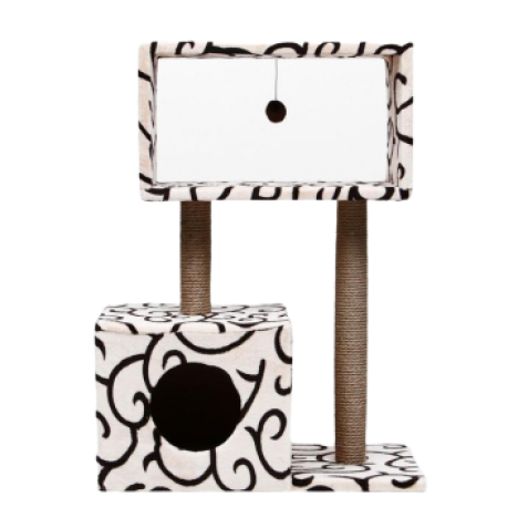Когтеточка PerseiLine Столбик-куб с мезонином и игрушкой, джут 60*35*85 см