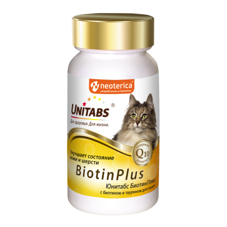 Витаминно-минеральный комплекс Unitabs BiotinPlus для кожи и шерсти для кошек, 120 таб.