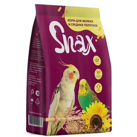 Корм Snax для мелких и средних попугаев 500 гр.