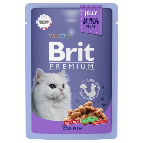 Влажный корм Brit Premium треска в желе для кошек 85 г