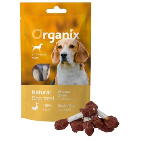 Лакомство Organix «Утиные гантельки» 100% мясо для собак 100гр