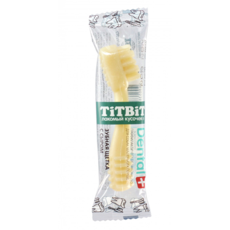 Лакомство TitBit Дентал + Зубная щетка с сыром для собак маленьких пород