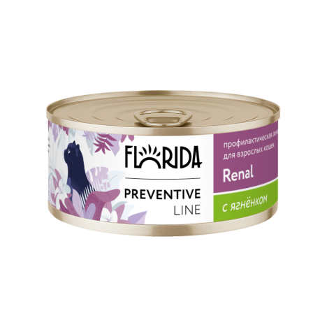 Консервы FLORIDA Renal «Поддержание здоровья почек» с ягненком для кошек 