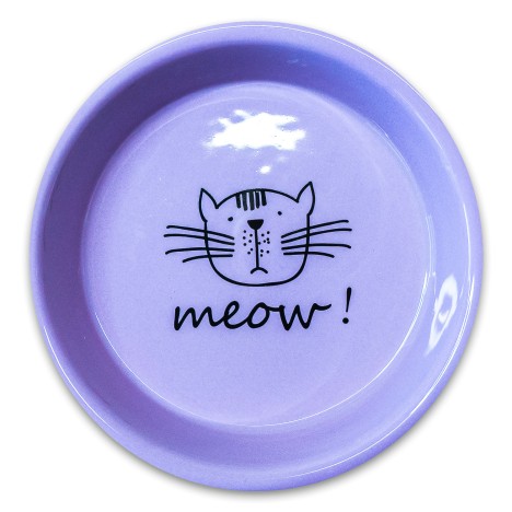Миска Mr.Kranch "MEOW!"керамическая для кошек, сиреневая 200 мл
