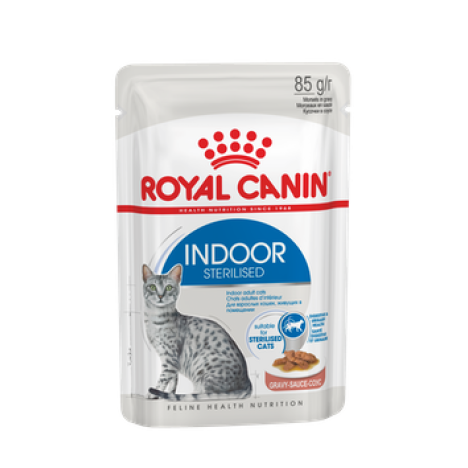 Влажный корм Royal Canin Indoor Sterilised для стерилизованных кошек живущих в помещении, кусочки в соусе 85гр