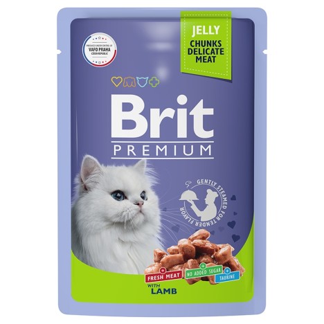 Влажный корм Brit Premium ягненок в желе для кошек 85гр