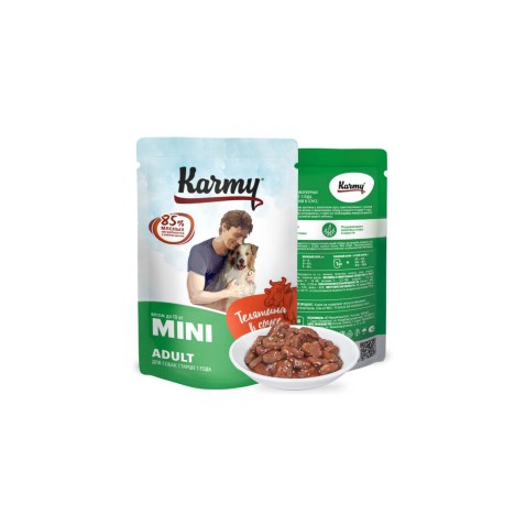 Влажный корм Karmy Adult Mini Телятина в соусе для собак мелких пород, 80 г