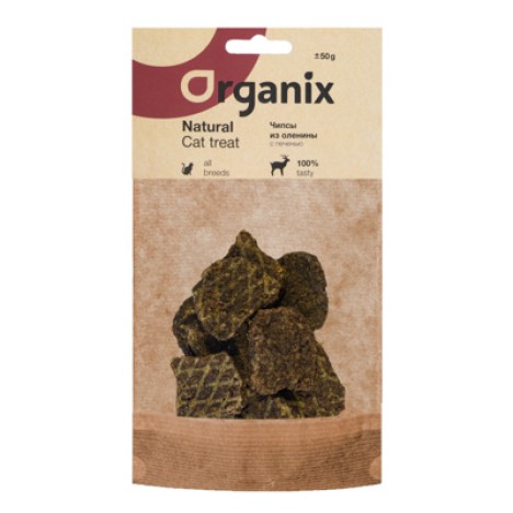 Лакомство Organix чипсы из оленины с печенью для кошек 50гр