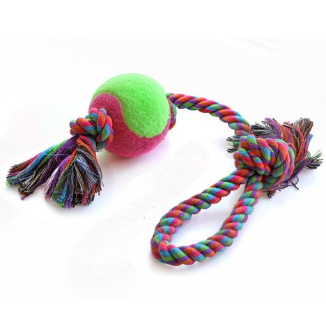 Игрушка Triol "Верёвка с петлей, 2 узла и мяч" для собак, d65/430мм