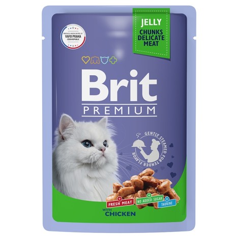 Влажный корм Brit Premium цыпленок в желе для кошек 85 г