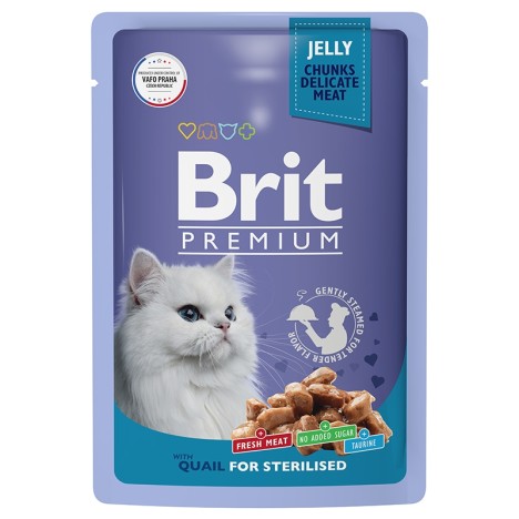 Влажный корм Brit Premium перепелка в желе для стерилизованных кошек 85 г