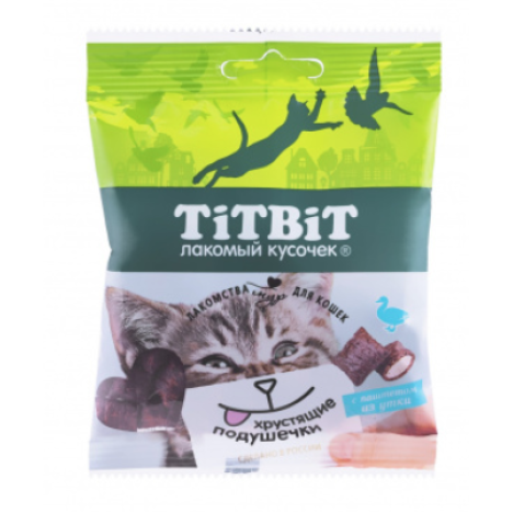 Лакомство TitBit  Хрустящие подушечки с паштетом из утки для кошек 30 г