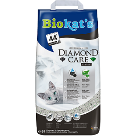 Комкующийся наполнитель BIOKAT'S Diamond Care CLASSIC с активированным углем 8л