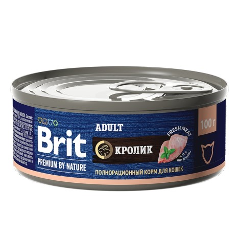 Консервы Brit Premium by Nature с мясом кролика для кошек 100гр