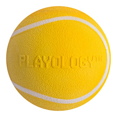 Игрушка Playology SQUEAKY CHEW BALL хрустящий жевательный мяч с пищалкой и с ароматом курицы, желтый