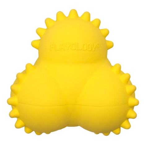 Игрушка Playology SQUEAKY BOUNCE BALL дентальный хрустящий жевательный тройной мяч с ароматом курицы для щенков, желтый