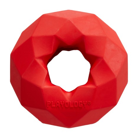 Игрушка Playology CHANNEL CHEW RING хрустящее жевательное кольцо-многогранник с ароматом говядины, красный