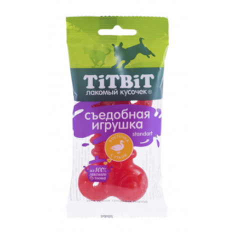 Лакомство TitBit Съедобная игрушка Standart "Косточка с уткой" для собак 