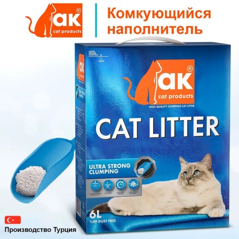 Комкующийся наполнитель AK Cat Ultra Strong Clumping бентонит без запаха, 5,5 кг (6л)