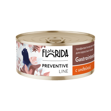 Консервы FLORIDA Gastrointestinal «Поддержание здоровья пищеварения» с индейкой для кошек 