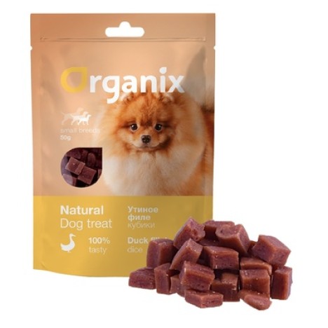 Лакомство Organix «Утиные кубики» для собак малых пород 50гр