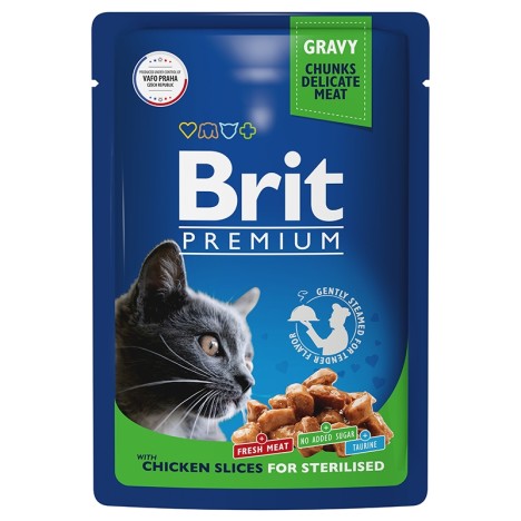 Влажный корм Brit Premium цыпленок в соусе для стерилизованных кошек 85 г