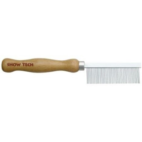 Расческа SHOW TECH Wooden Comb для шерсти средней жесткости 18 см, с зубчиками 2,2 см, частота 1,5 мм