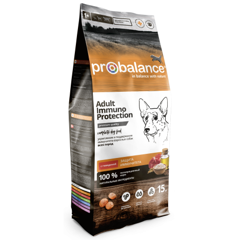 Сухой корм ProBalance Immuno Protection Adult с говядиной для взрослых собак, 15 кг